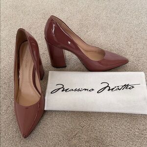 Massimo Matteo Women's Patent Pointed-Toe Block Heels in Mauve